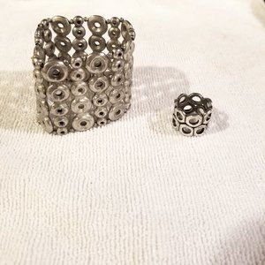 Beautiful Avant Garde Paris Pewter Cuff & Ring